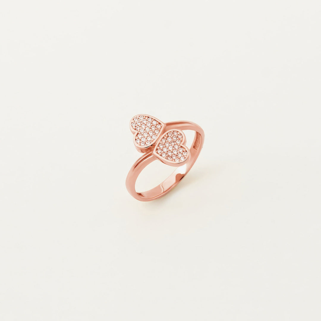 Round Cut Double Heart Diamond Ring Valentine Gift