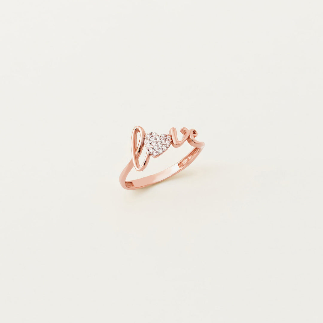 Round Cut Love Script Diamond Ring Valentine Gift