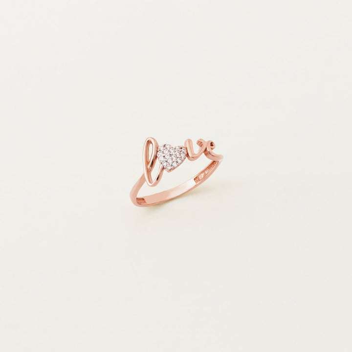 Round Cut Love Script Diamond Ring Valentine Gift