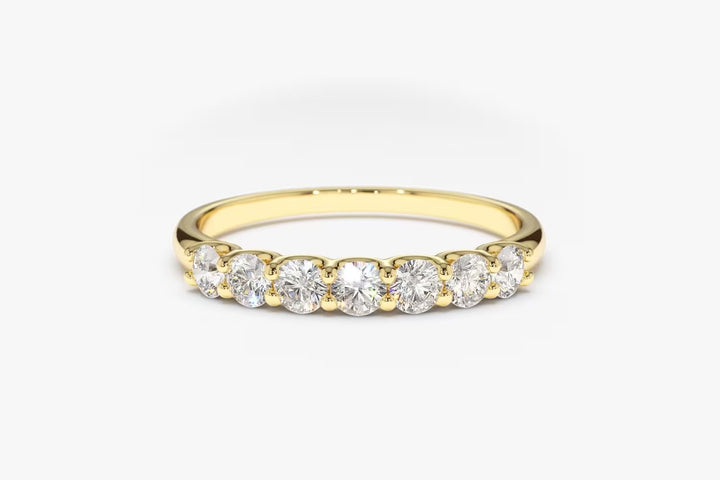 Round Cut Shared Prongs Diamond Band for Women