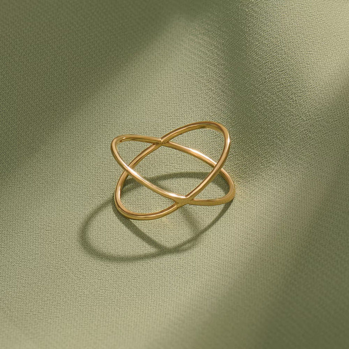 Criss Cross Gold Wedding Band in Solid Yellow Gold