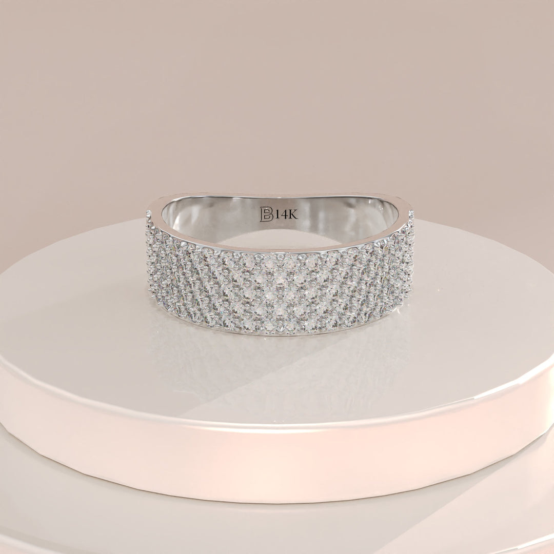 Round Cut Diamond Pave Thick Ring Gift for Her