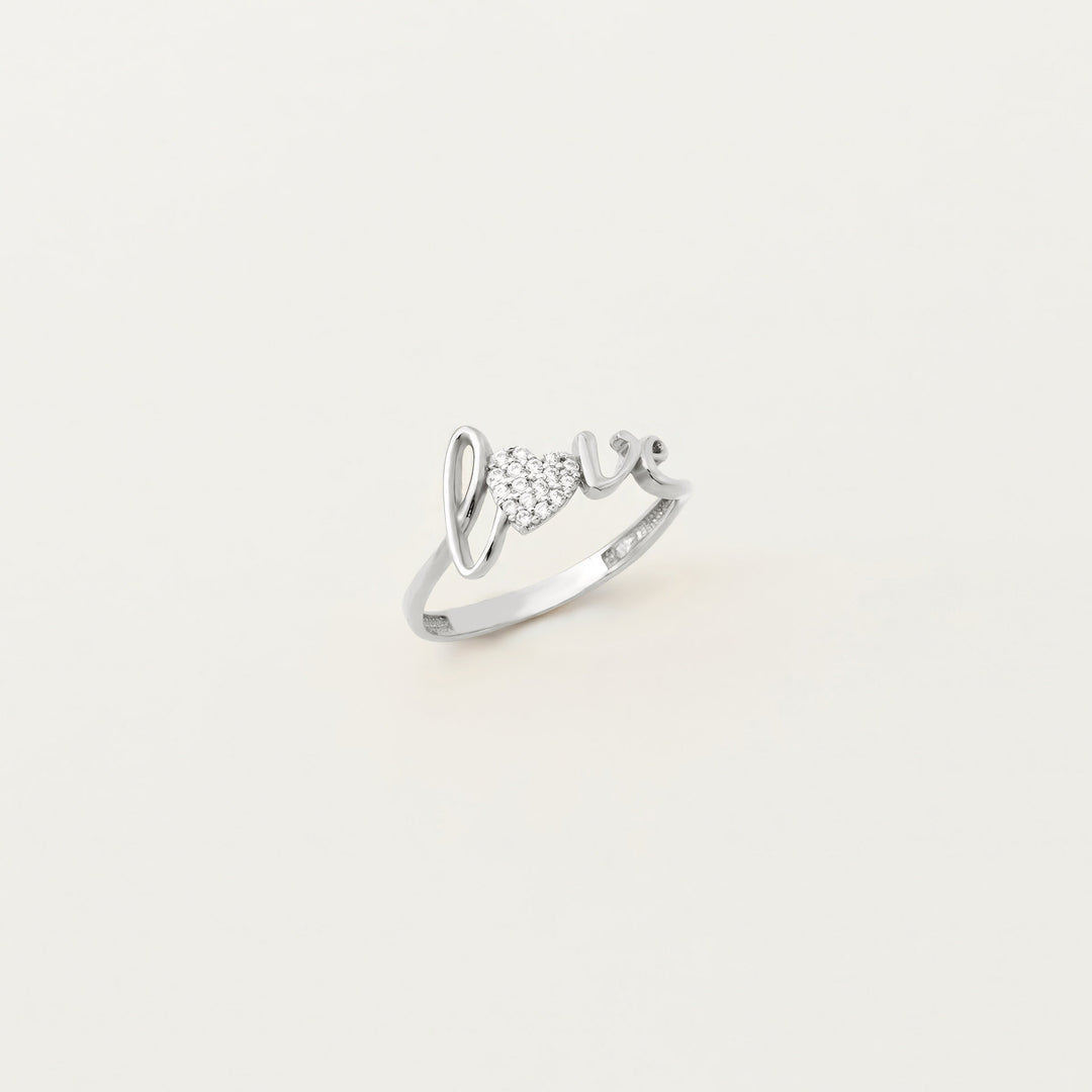 Round Cut Love Script Diamond Ring Valentine Gift