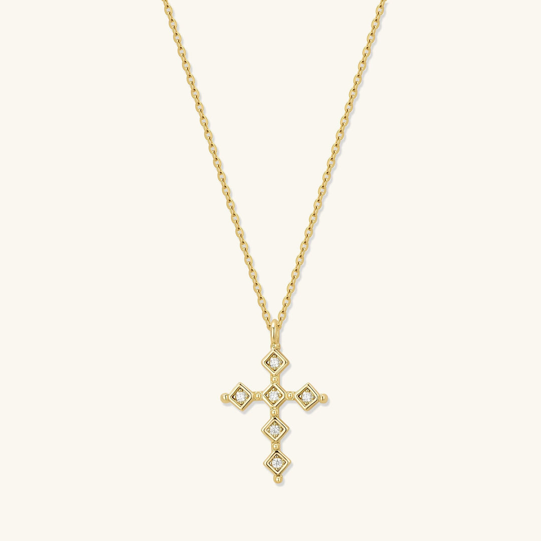 Cross Round Cut Diamond Necklace Gift for Women