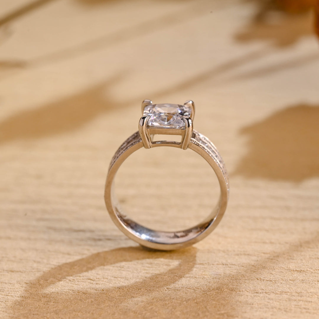 1.0CT-2.0CT Princess Cut Moissanite Diamond Unique Pave Engagement Ring