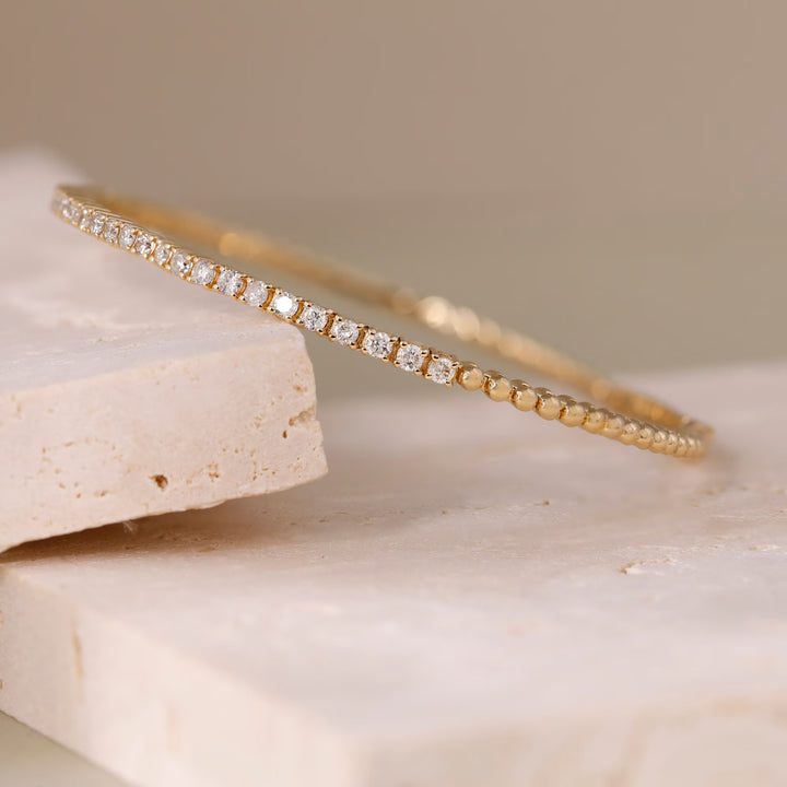 Round Cut Diamond Flexible Bracelet Bangle for Every Day