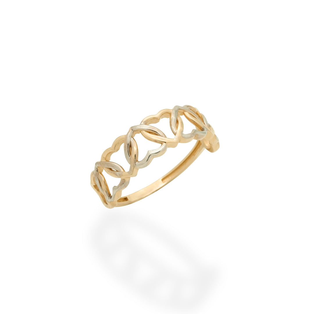 14K Solid Gold Intertwined Hearts Eternity Ring Gift for Women