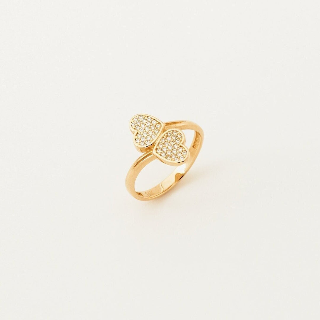 Round Cut Double Heart Diamond Ring Valentine Gift