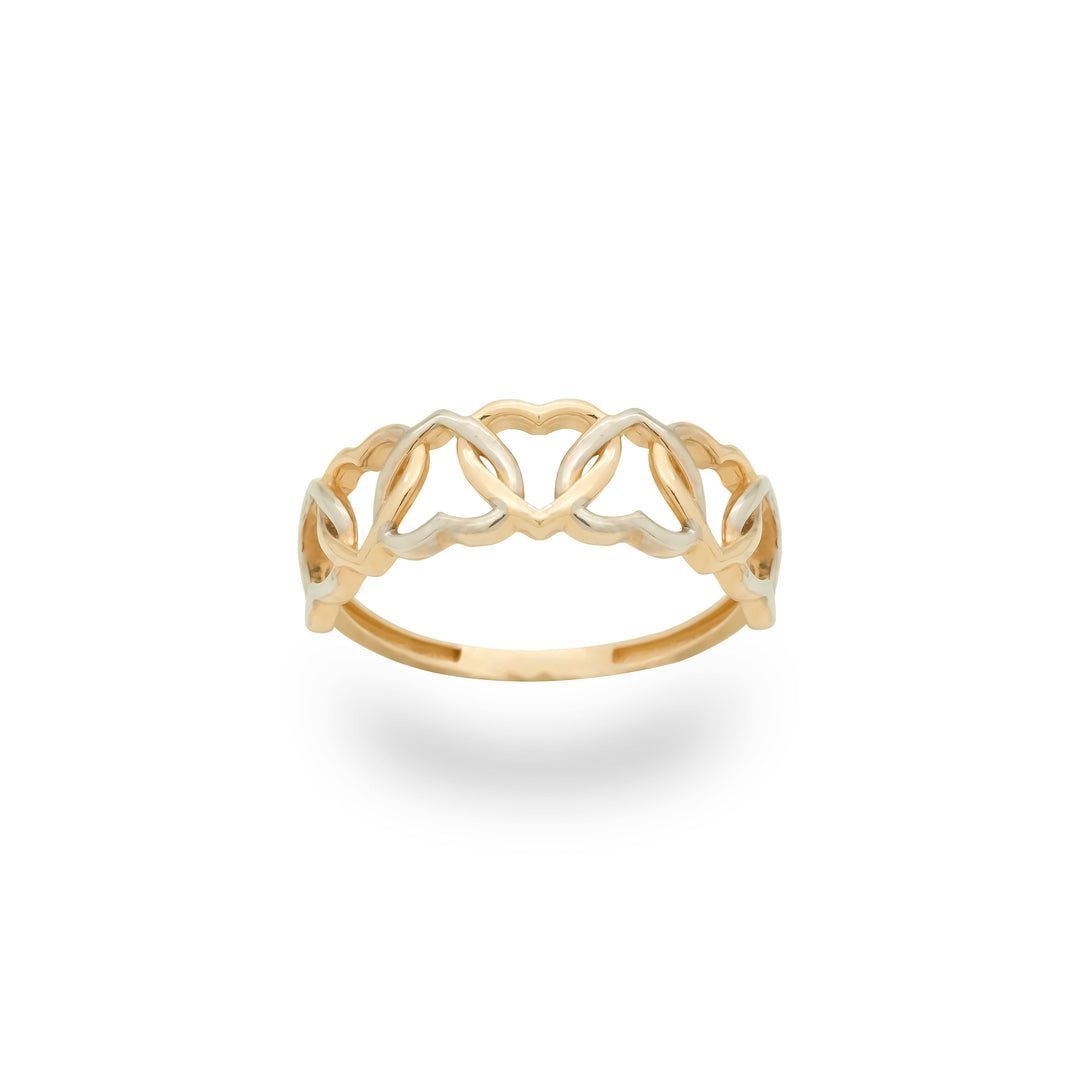 14K Solid Gold Intertwined Hearts Eternity Ring Gift for Women