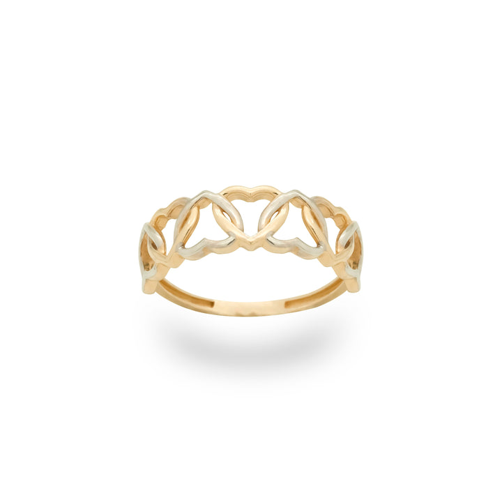 14K Solid Gold Intertwined Hearts Eternity Ring Gift for Women