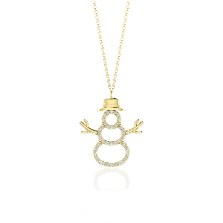 Round Cut Diamond Snowman Pendant Necklace for Her