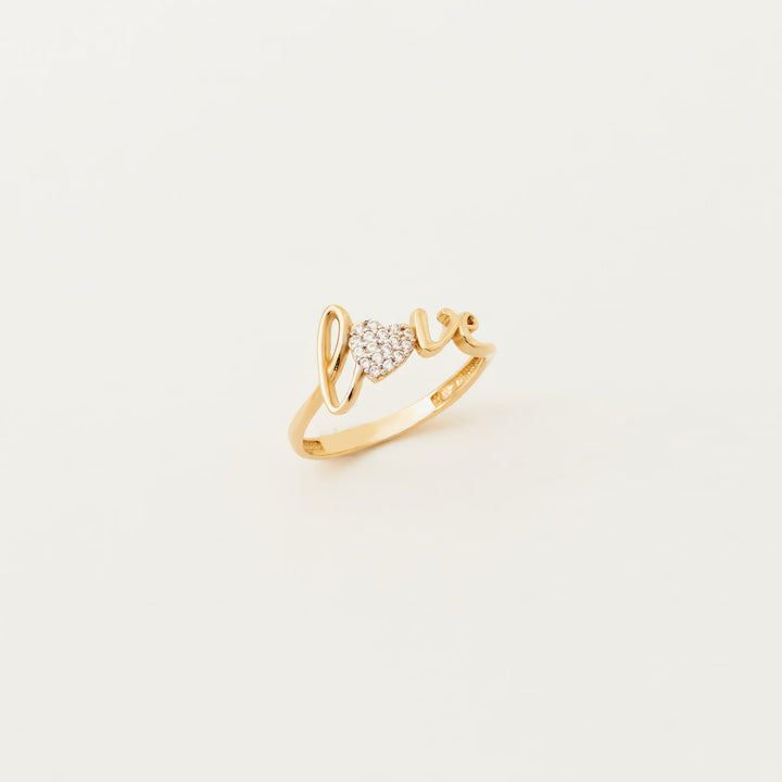 Round Cut Love Script Diamond Ring Valentine Gift