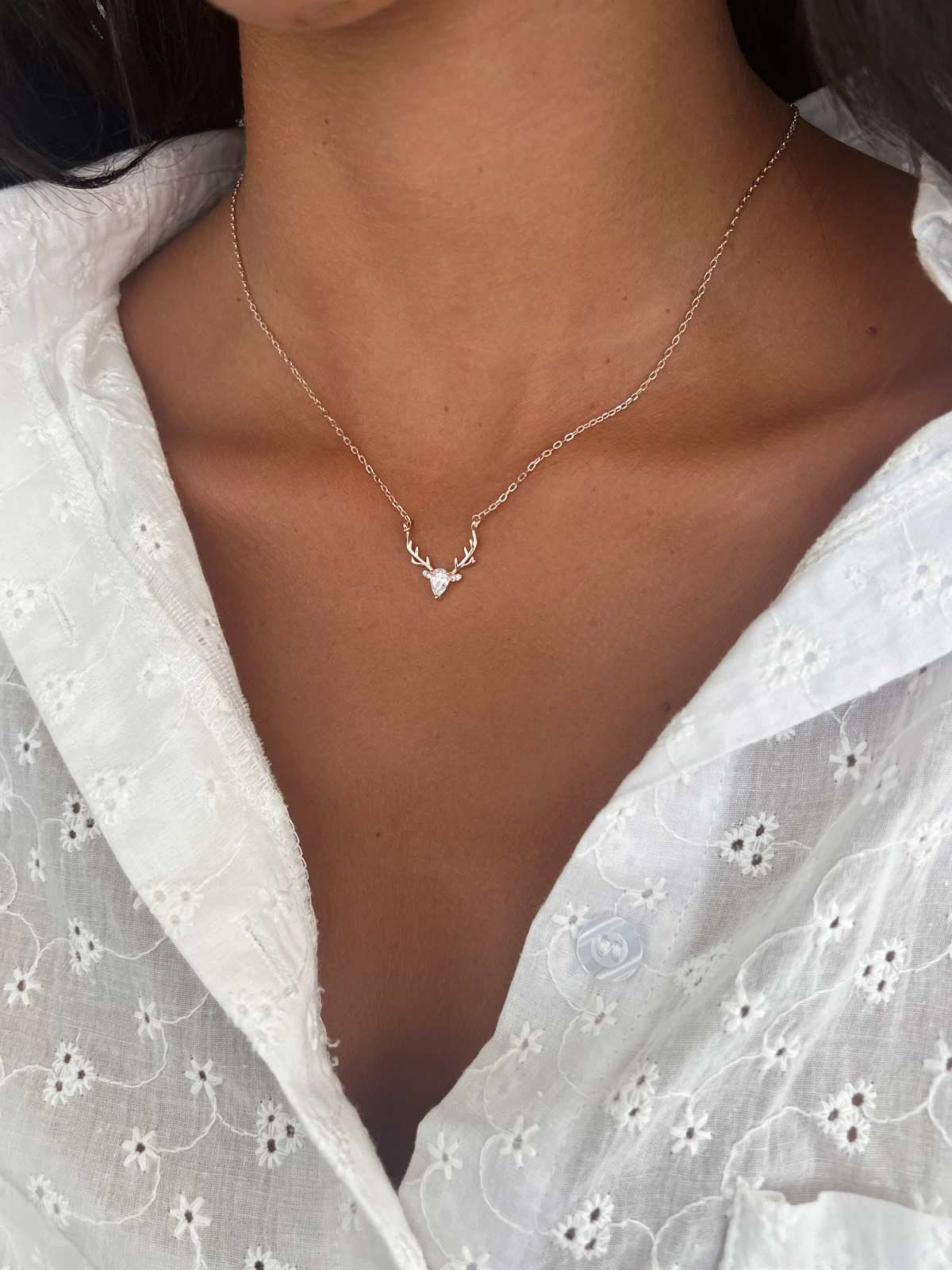 Pear Cut Diamond Deer Antler Necklace Pendant for Women – DAVID SIMSON