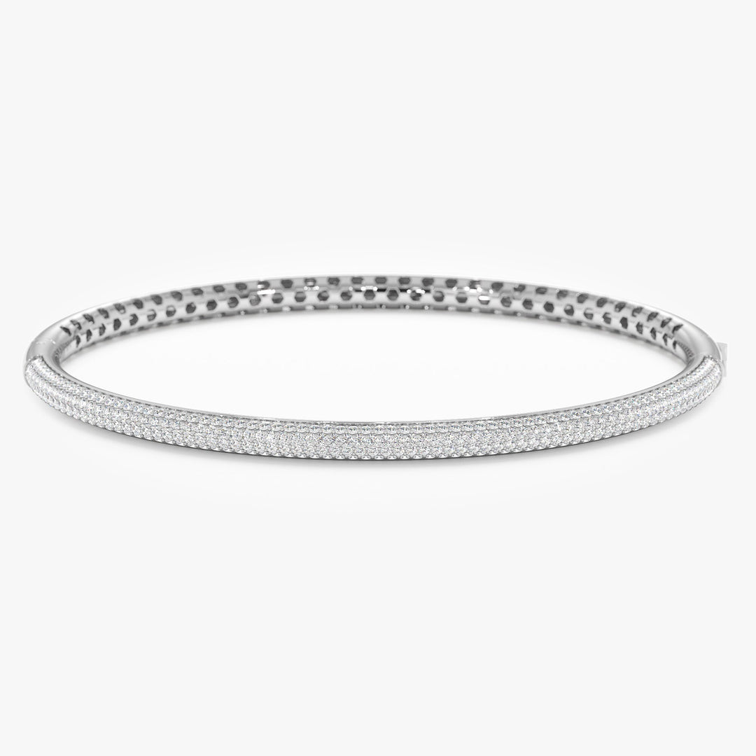 Round Cut Diamond Paved Bangle Bracelet for Women