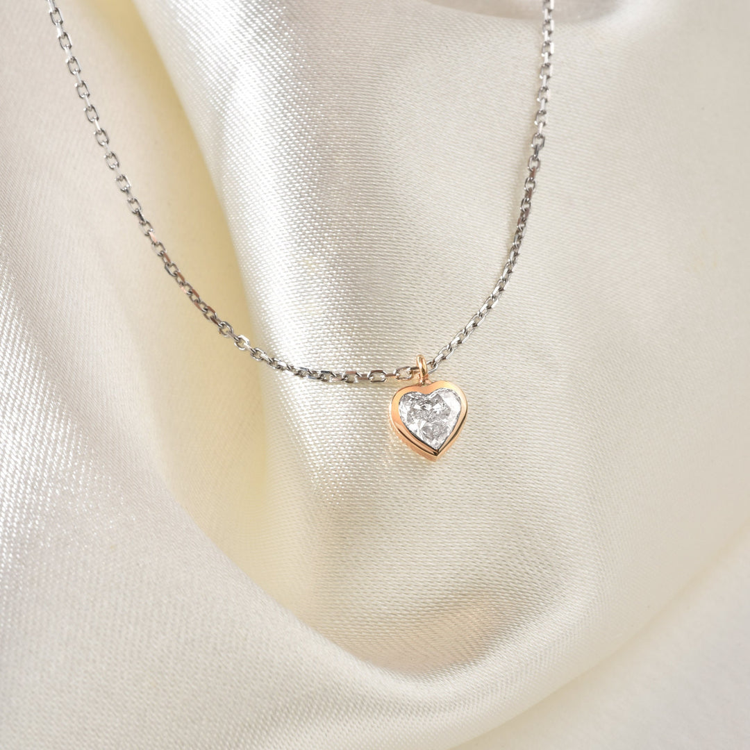 Heart Cut Diamond Bezel Set Necklace Pendant for Her