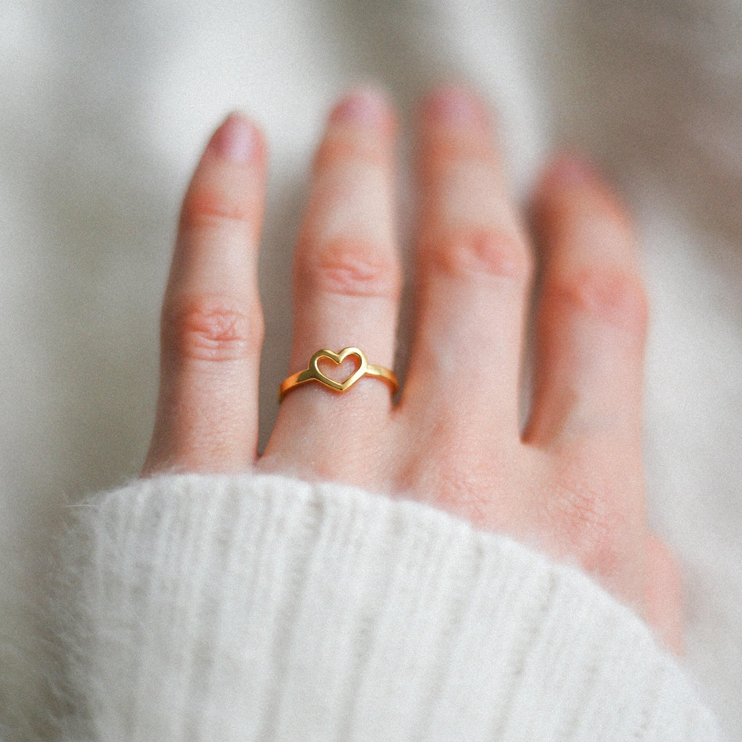 Adjustable Heart Shape Plain Gold Ring for Her