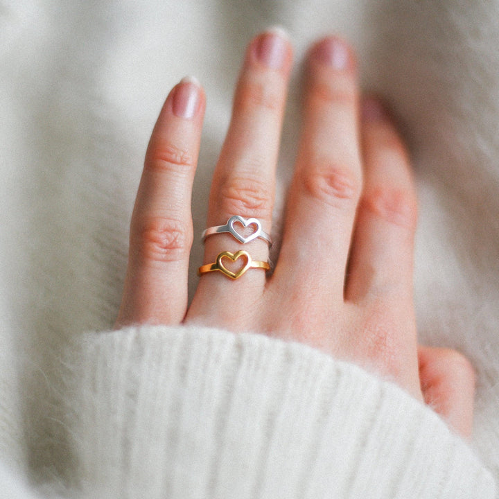 Adjustable Heart Shape Plain Gold Ring for Her