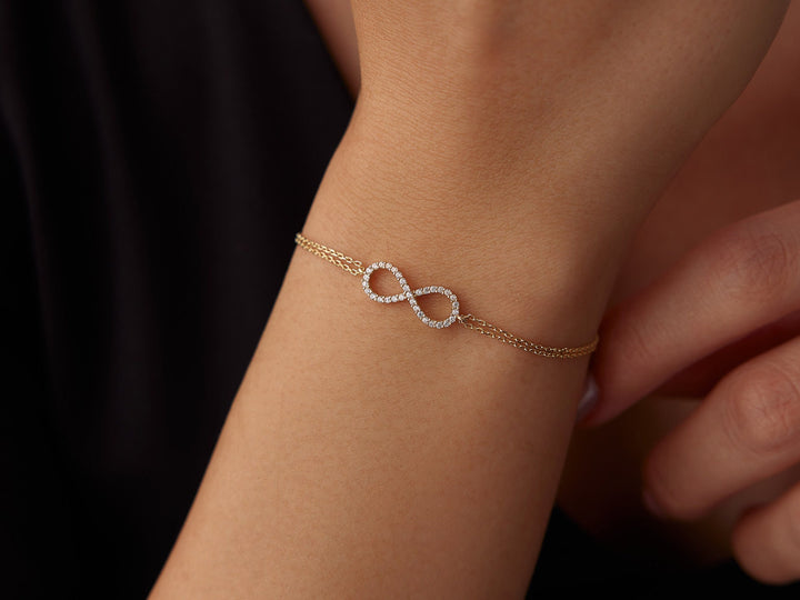 Round Cut Diamond Infinity Bracelet for Valentine's Day Gift