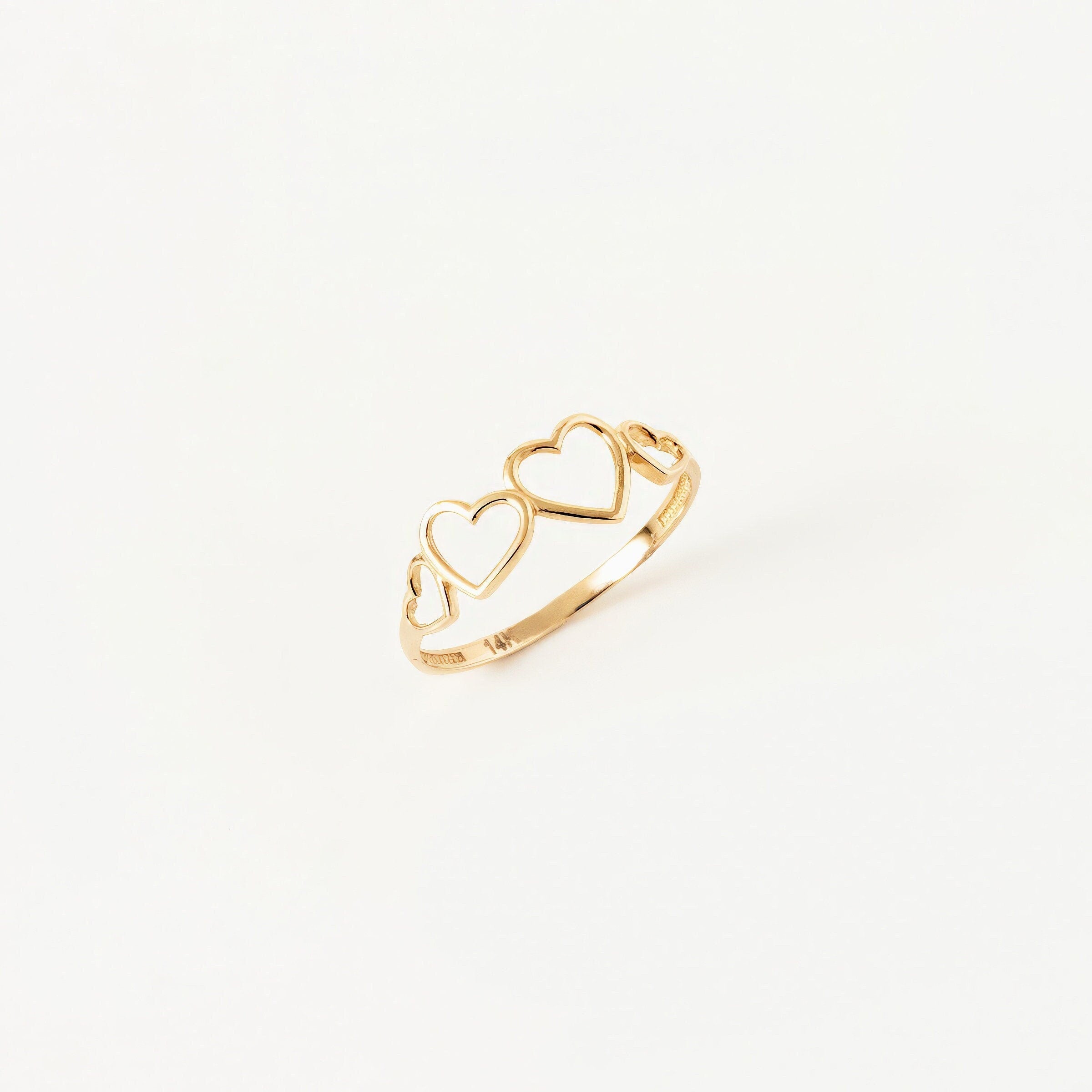 14K 14金　ハートゴールドリング 14K Gold Heart Ring Gift For Girlfriend – DAVID SIMSON