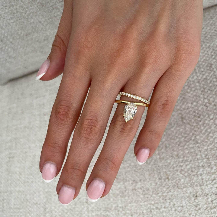 3.0CT Pear Cut Pave Moissanite Unique Engagement Ring
