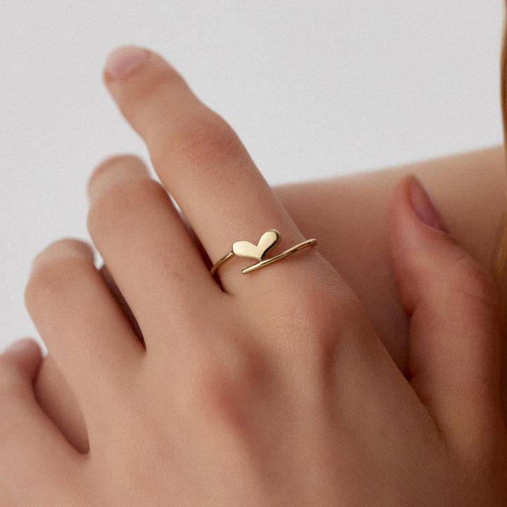 14K Gold Heart Shape Ring Gift For Women