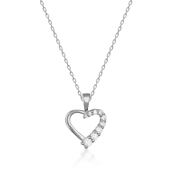 Open Heart Diamond Pendant Necklace Gift for Women