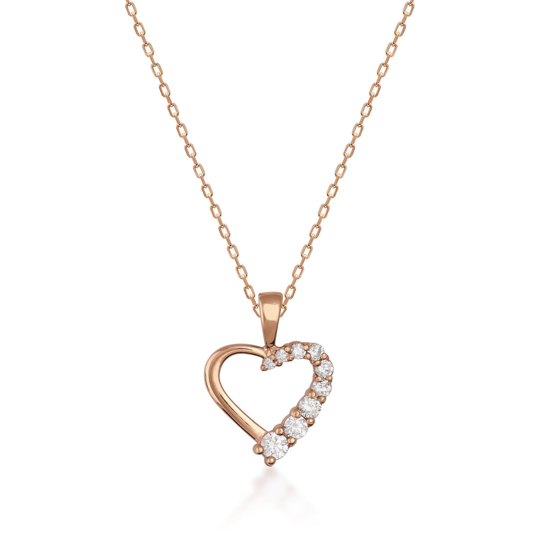 Open Heart Diamond Pendant Necklace Gift for Women