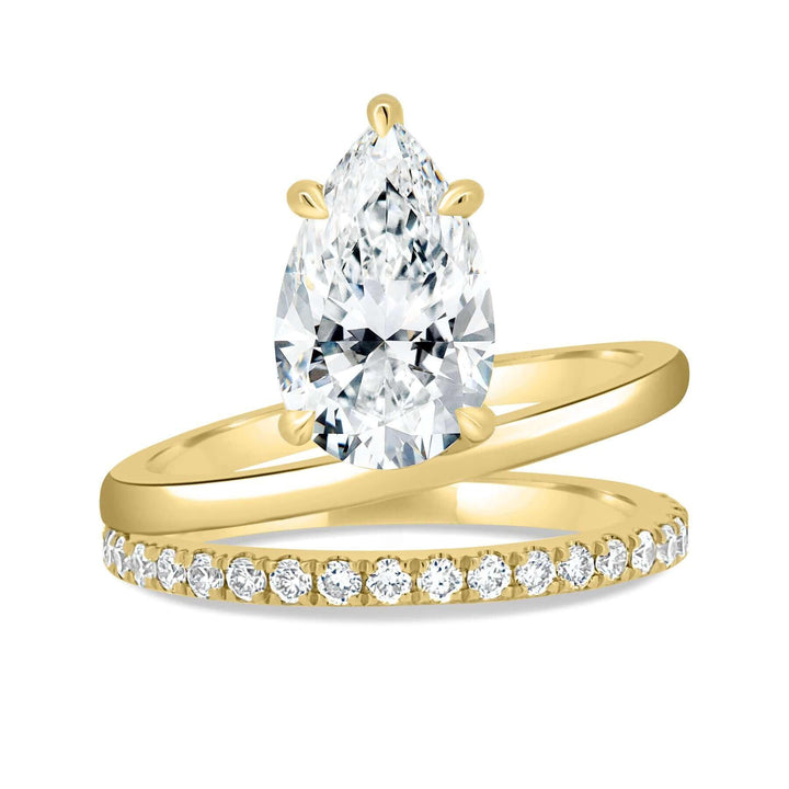 3.0CT Pear Cut Pave Moissanite Unique Engagement Ring