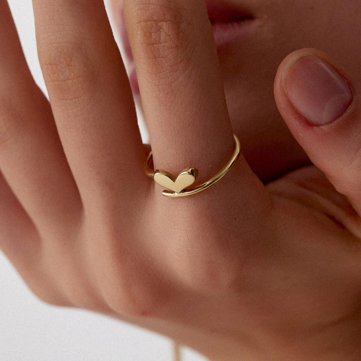 14K Gold Heart Shape Ring Gift For Women