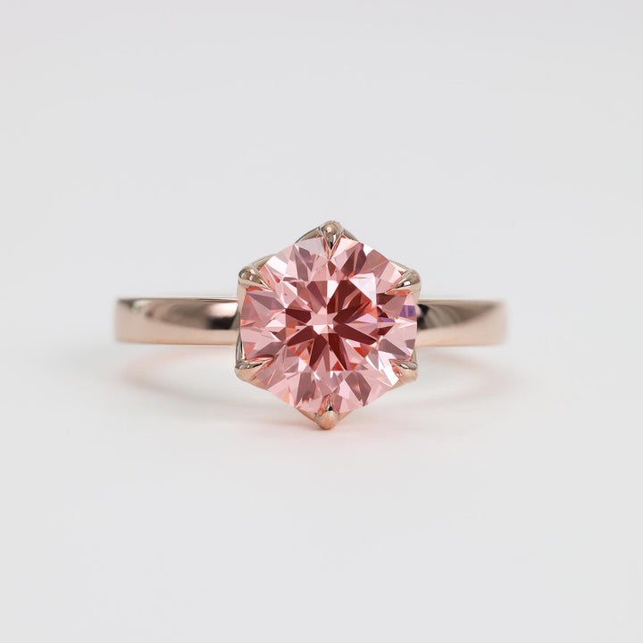 2.50ct-3.50ct Lotus Petal Pink Round Cut Diamond Engagement Ring