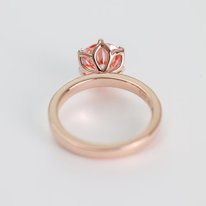 2.50ct-3.50ct Lotus Petal Pink Round Cut Diamond Engagement Ring