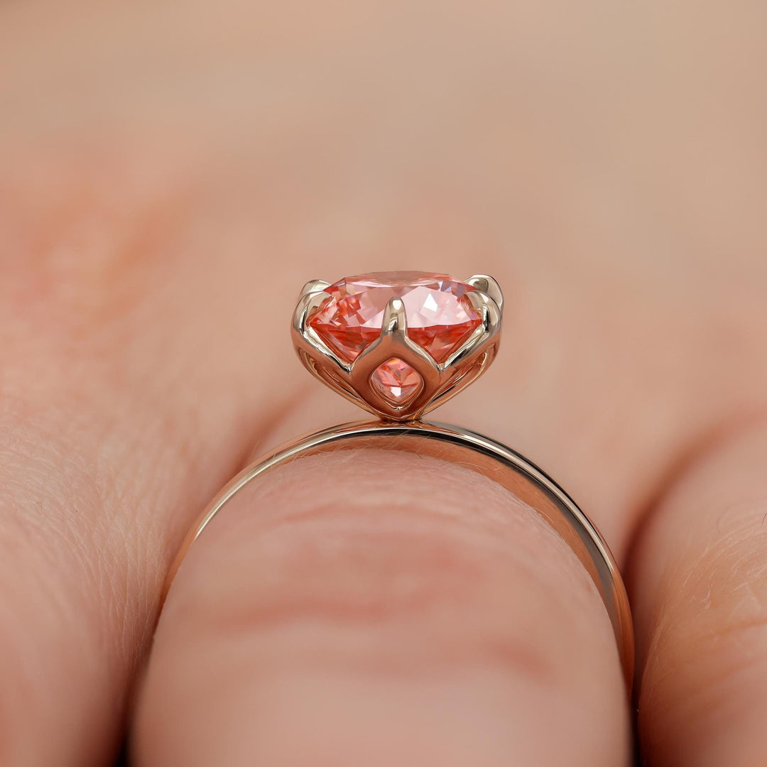 2.50ct-3.50ct Lotus Petal Pink Round Cut Diamond Engagement Ring