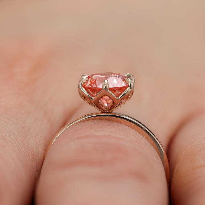 2.50ct-3.50ct Lotus Petal Pink Round Cut Diamond Engagement Ring