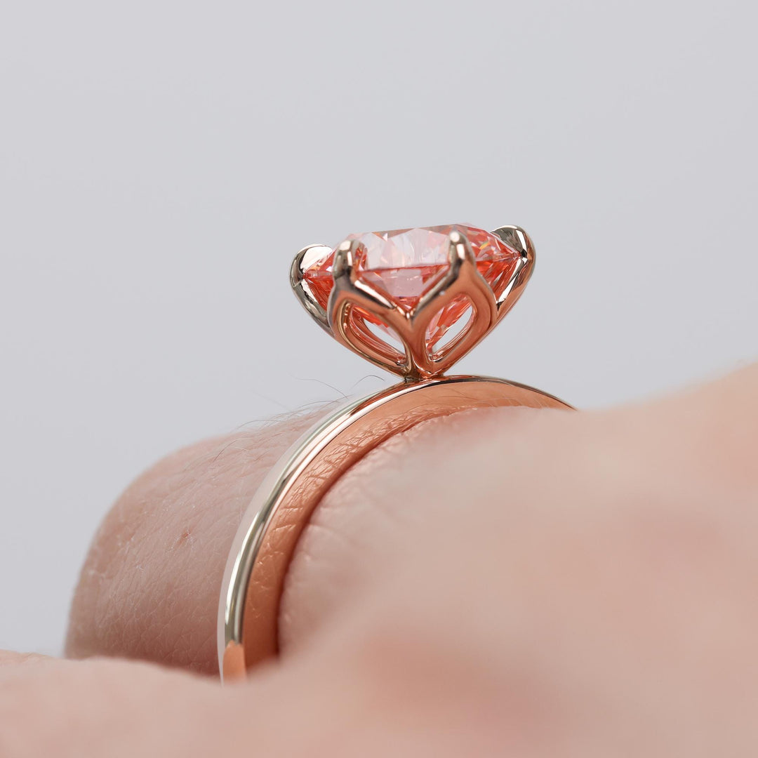 2.50ct-3.50ct Lotus Petal Pink Round Cut Diamond Engagement Ring