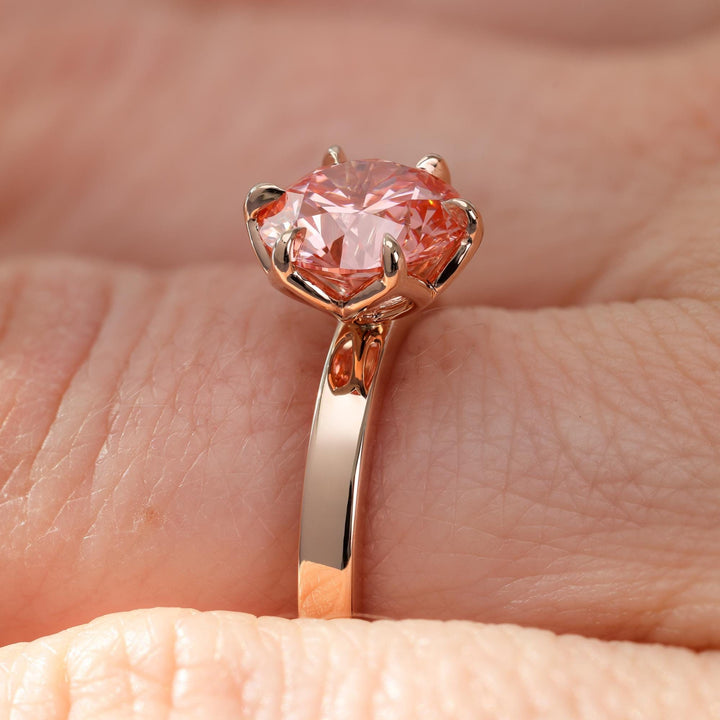 2.50ct-3.50ct Lotus Petal Pink Round Cut Diamond Engagement Ring