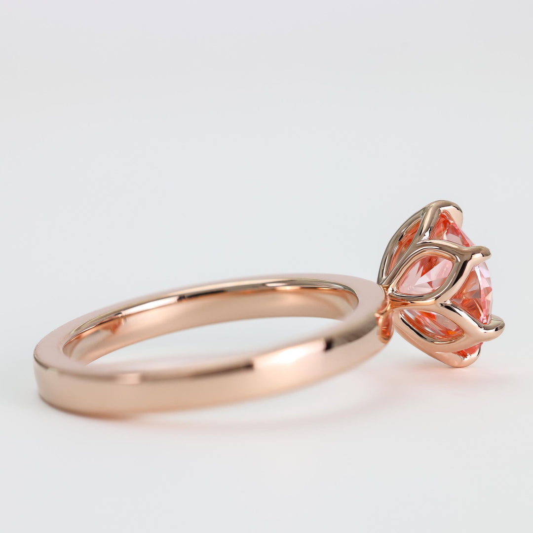 2.50ct-3.50ct Lotus Petal Pink Round Cut Diamond Engagement Ring
