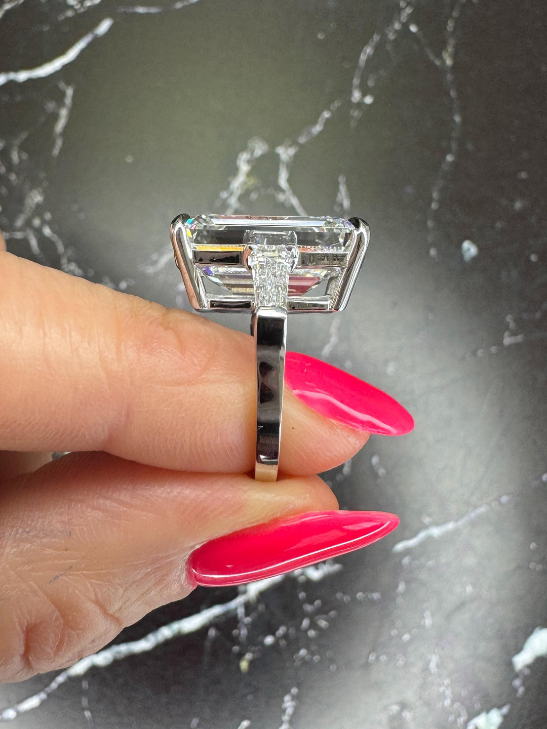14.0CT Emerald Cut Diamond Amal Clooney Inspired Engagement Ring DAVID SIMSON 14.0CT Emerald Cut Diamond Amal Clooney Inspired Engagement Ring DAVID SIMSON