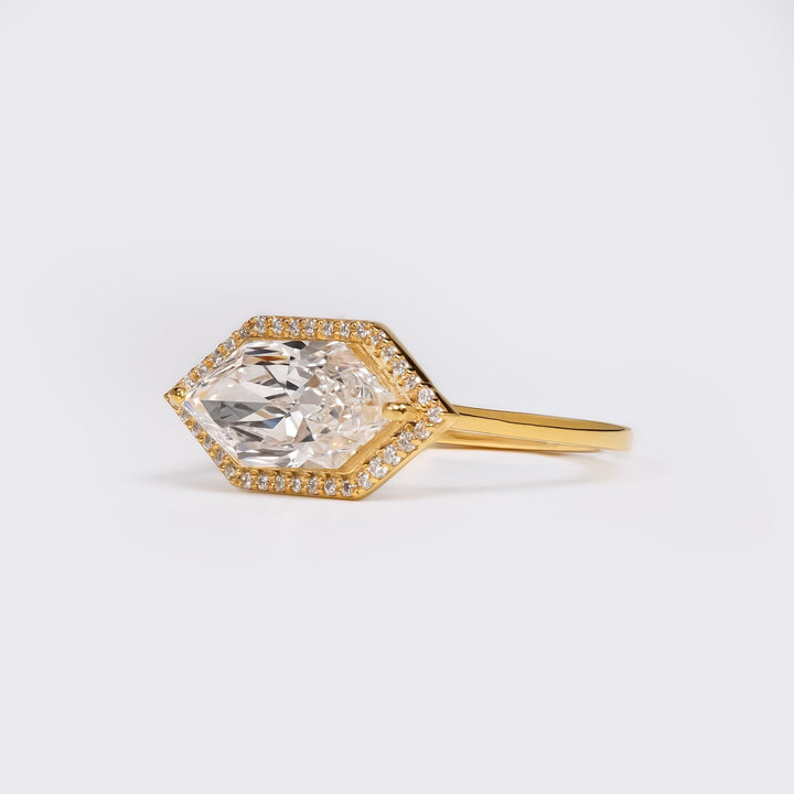 1.50ct-2.50ct Dutch Marquise Cut Diamond East West Halo Engagement Ring