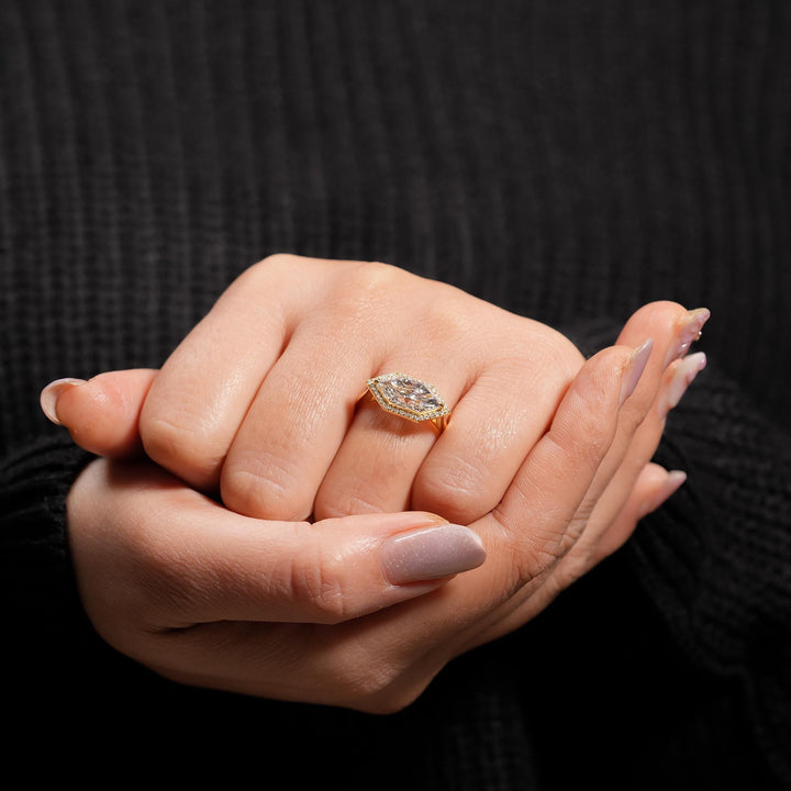 1.50ct-2.50ct Dutch Marquise Cut Diamond East West Halo Engagement Ring