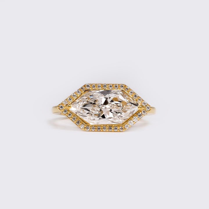 1.50ct-2.50ct Dutch Marquise Cut Diamond East West Halo Engagement Ring