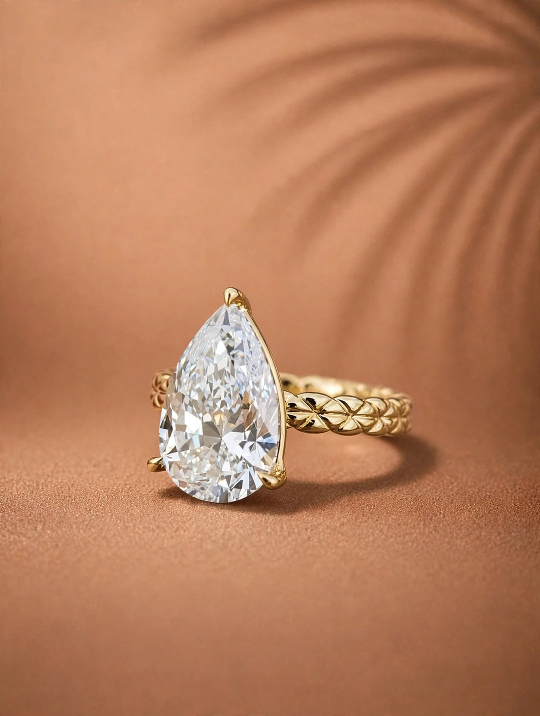 2.0CT Pear Cut Lab Grown Diamond Vintage Woven Band Engagement Ring