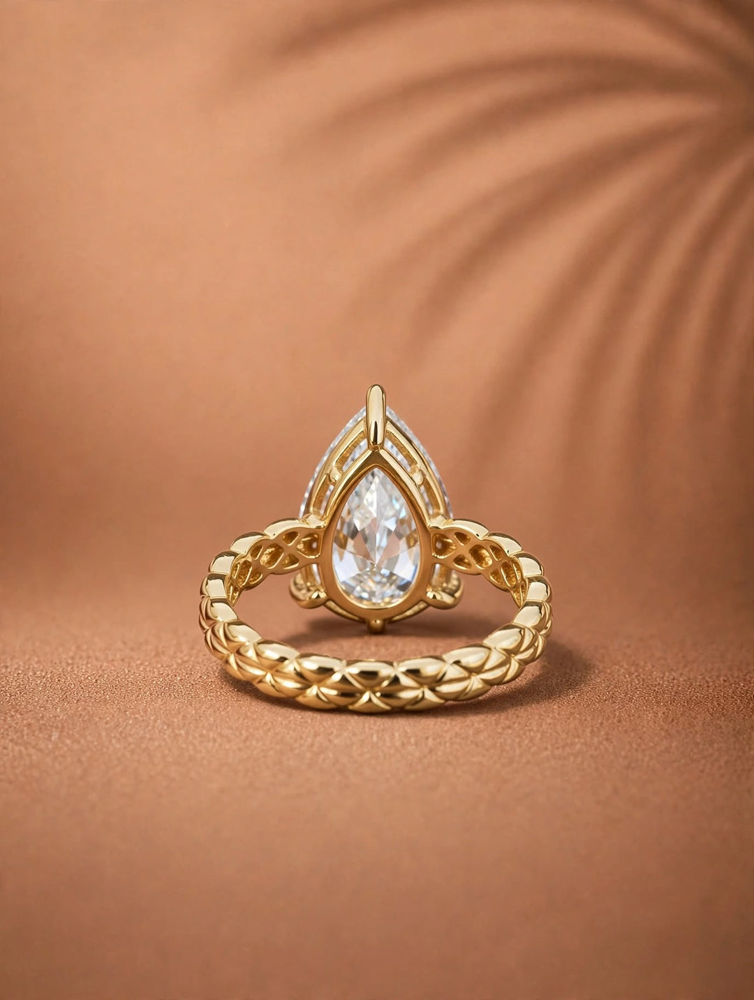 2.0CT Pear Cut Lab Grown Diamond Vintage Woven Band Engagement Ring