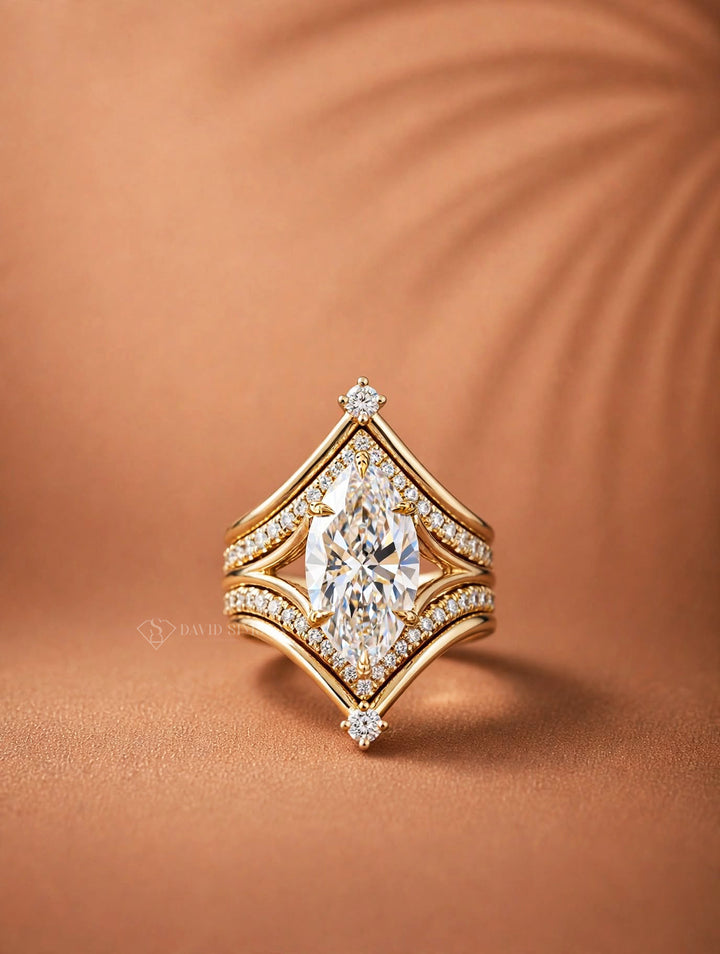 3.0CT Oval Cut Lab Grown Diamond Vintage-Inspired Bridal Ring Set with Matching Wedding Bands