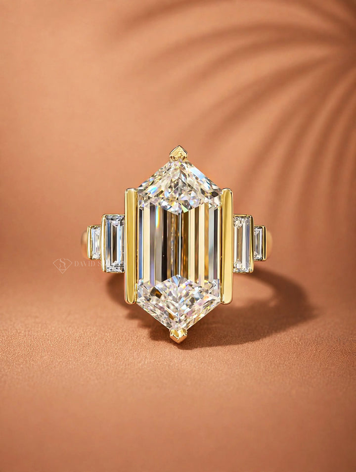 3.0CT to 5.0CT Dutch Marquise Cut Lab Grown Diamond Five Stone Art Deco Vintage Engraved Engagement Ring
