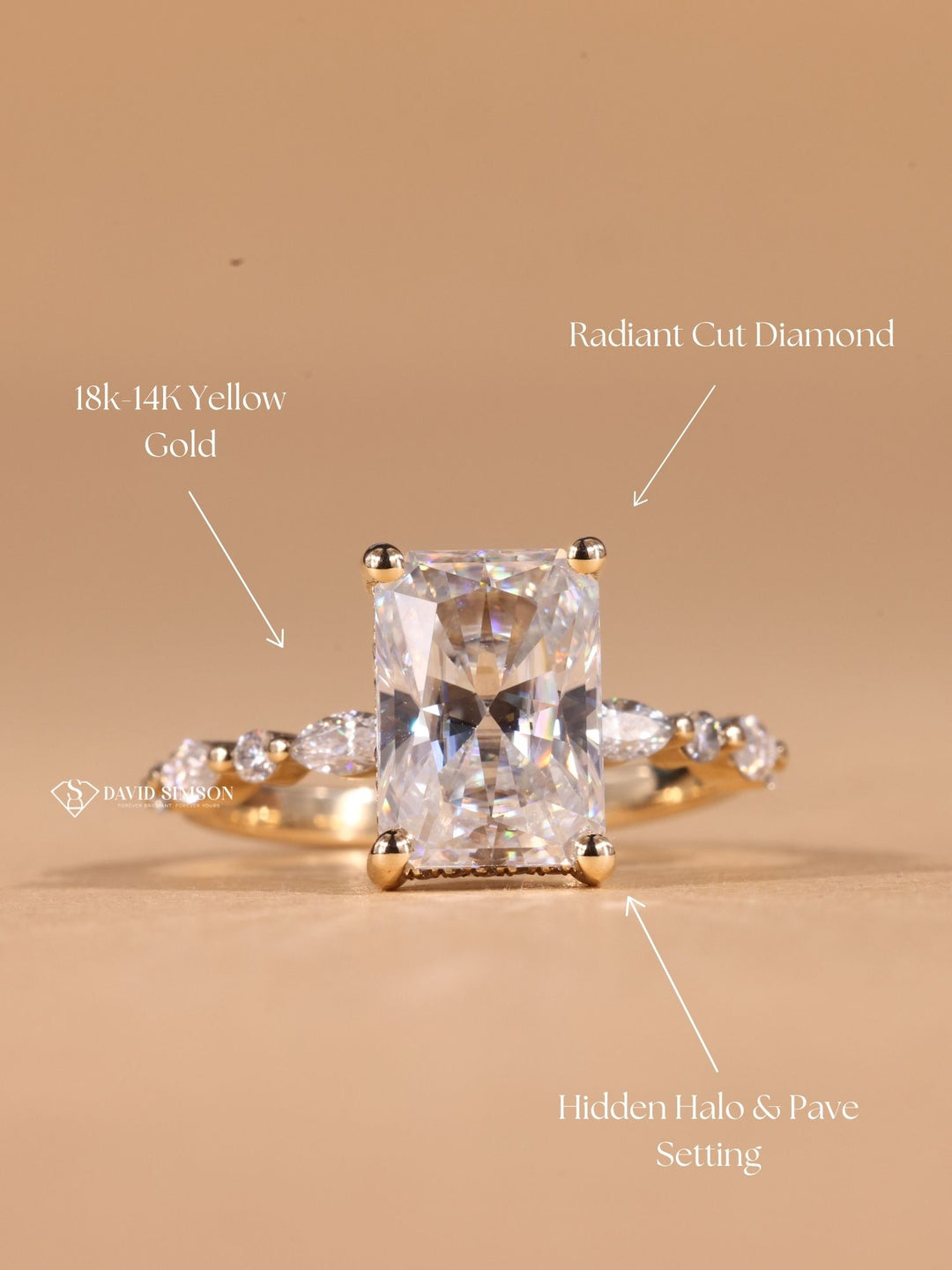Luxury Moissanite Ring, Crushed Ice Radiant, Modern Bridal Ring, Custom Moissanite Ring,