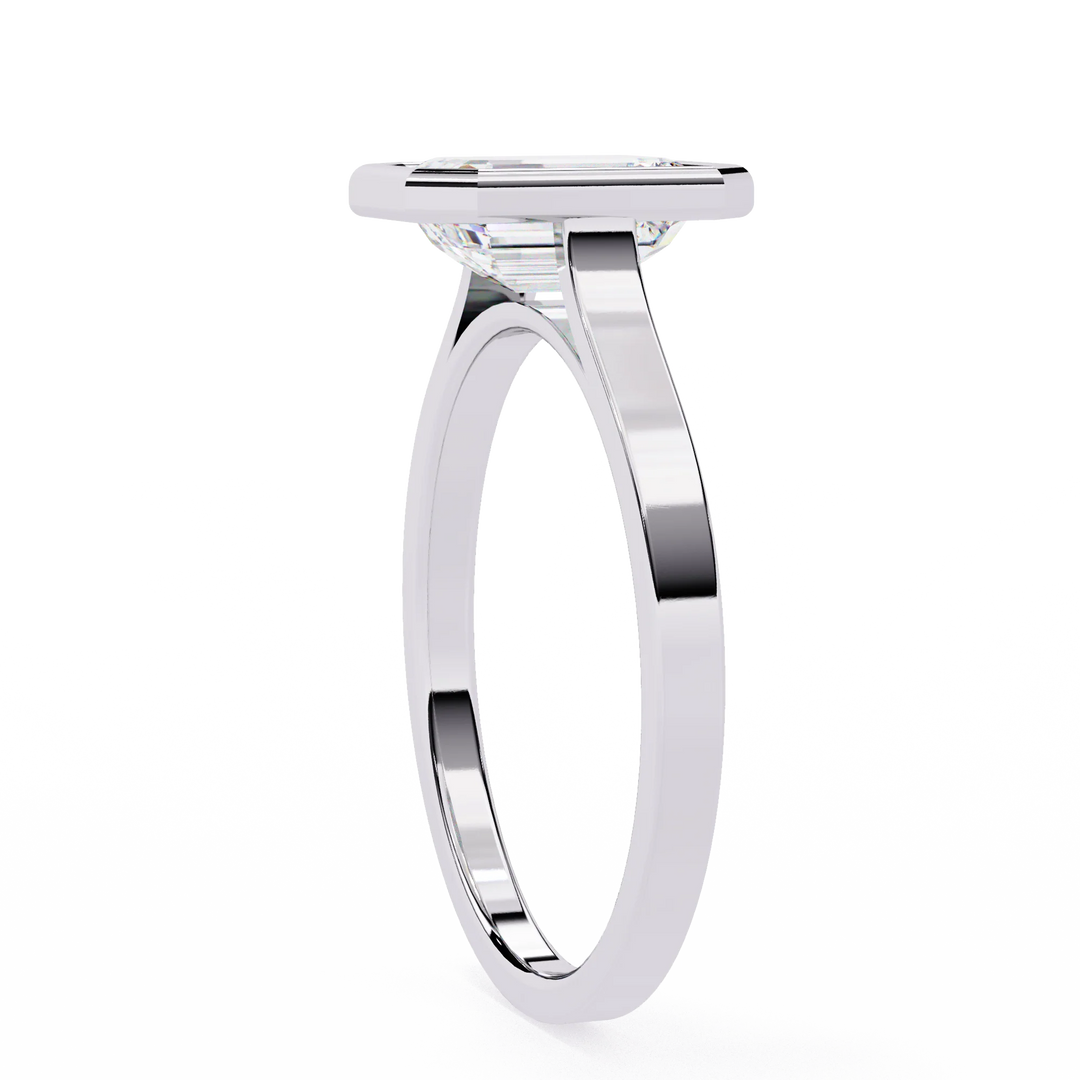 Maria Sharapova Inspired Emerald Cut Bezel Diamond Engagement Ring
