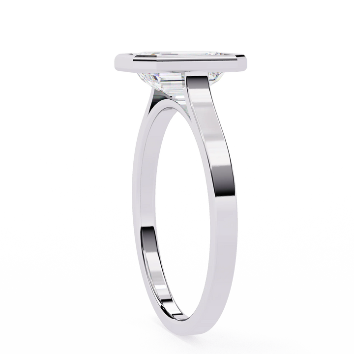 Maria Sharapova Inspired Emerald Cut Bezel Diamond Engagement Ring