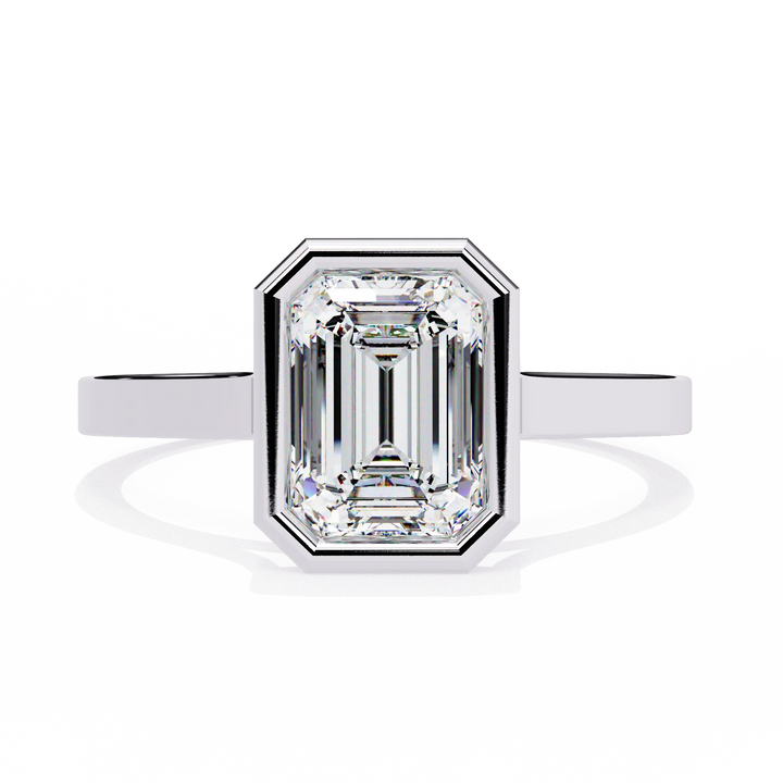 Maria Sharapova Inspired Emerald Cut Bezel Diamond Engagement Ring