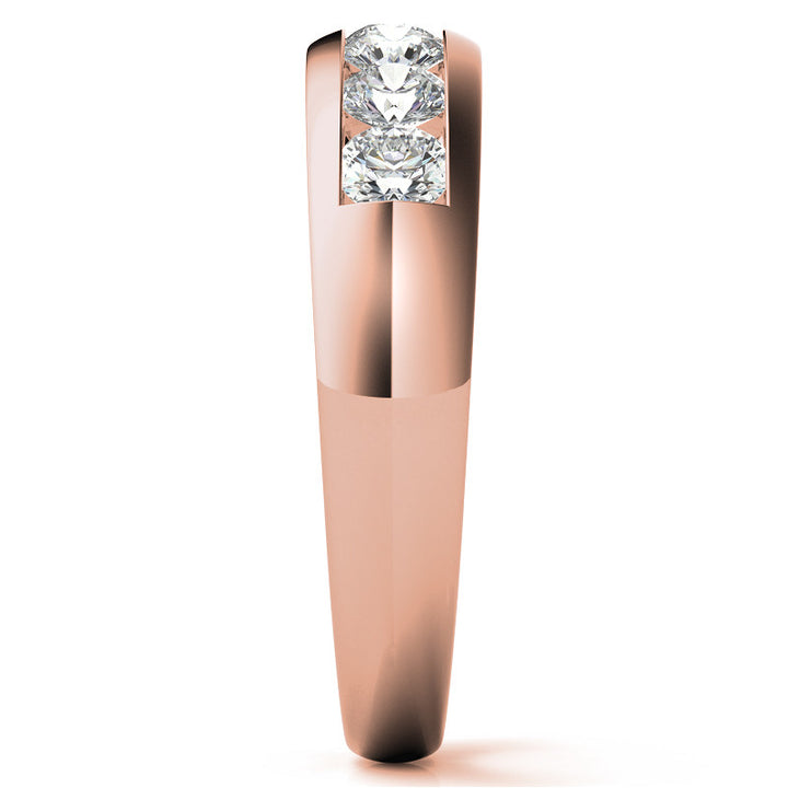 6mm Round Cut Seven Stone Men's Wedding Band in Rose Gold