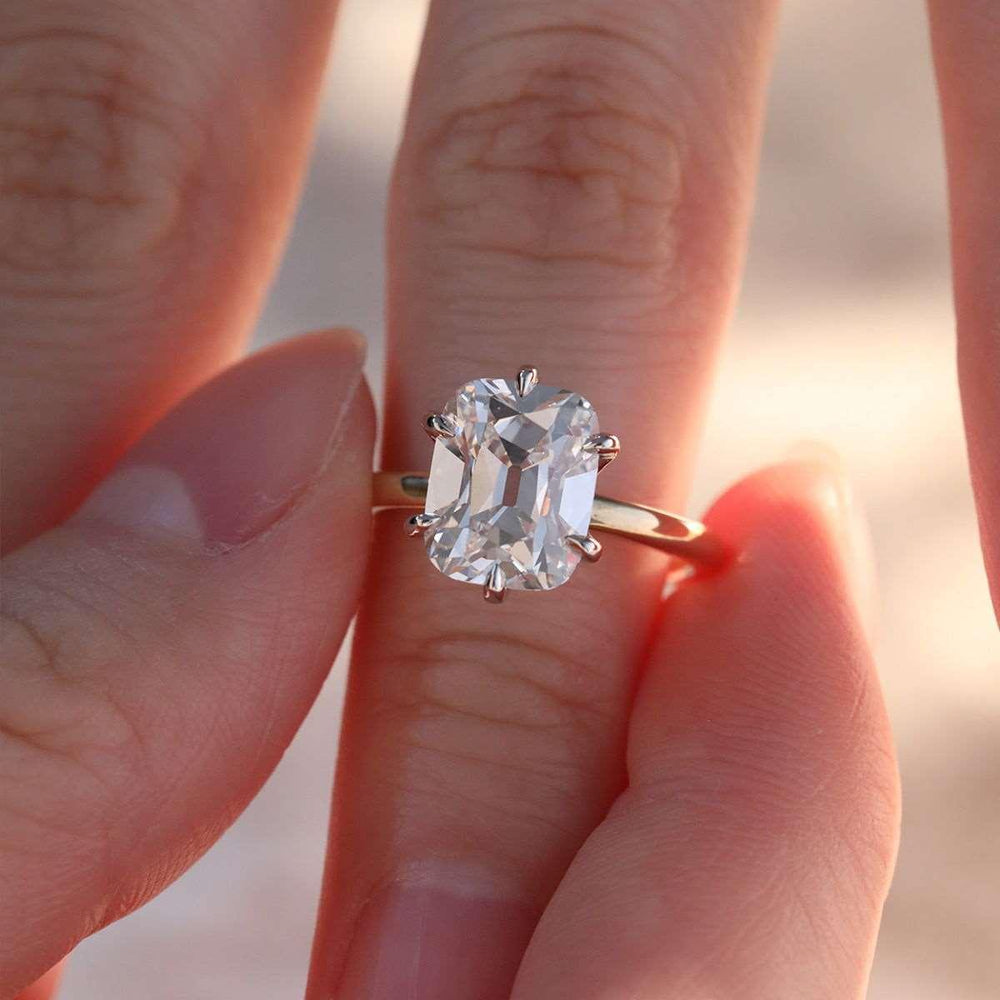  mixed metal setting, antique cushion cut, vintage solitaire, 2.5ct old mine cut, 3ct cushion diamond, 3.5ct antique ring, old miner cut, hand-cut diamond, heirloom diamond ring, victorian style ring, 
